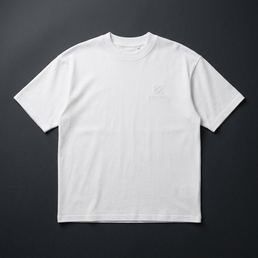 Aeterna Minimalist Beyaz Nakışlı Tişört
