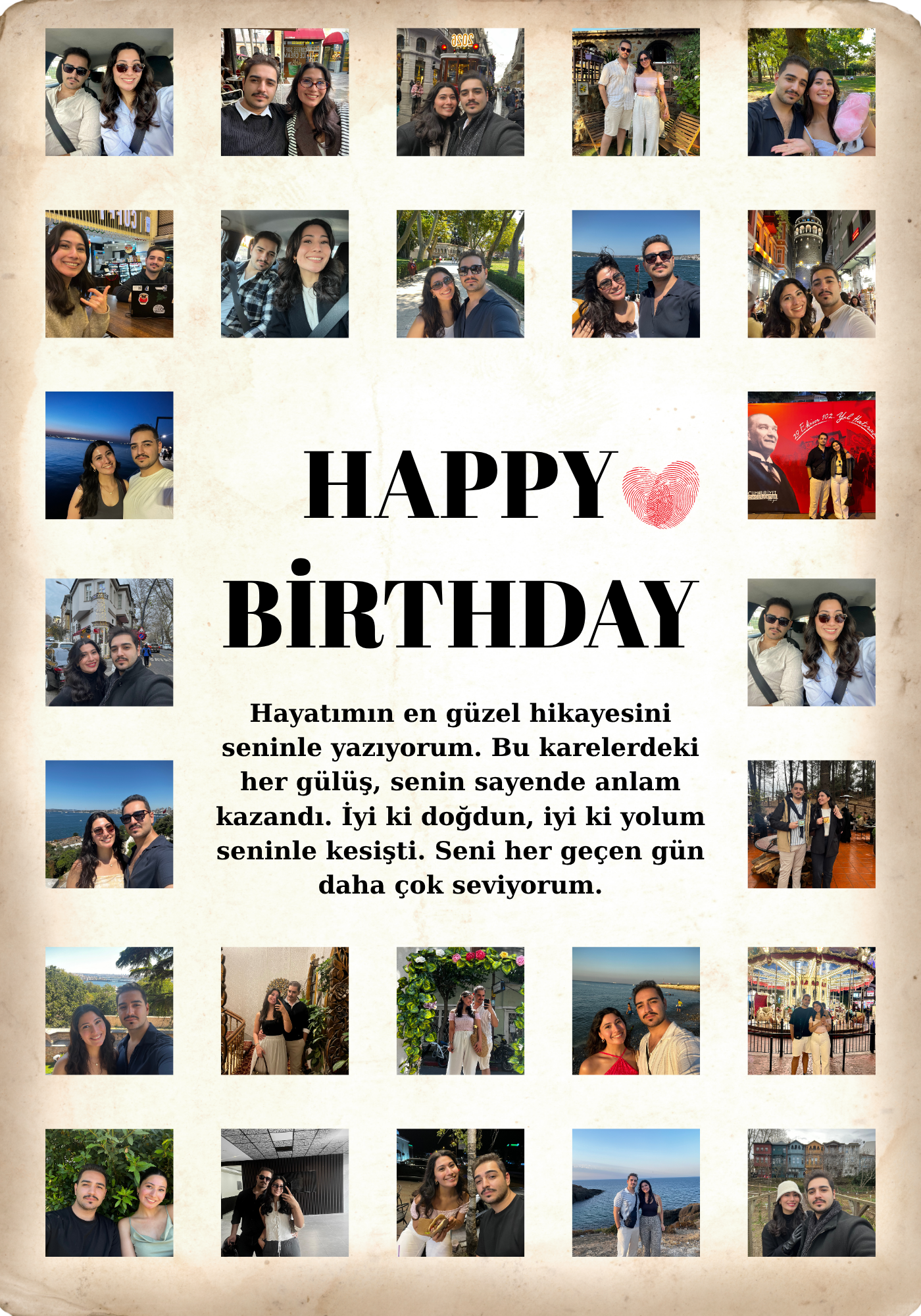 Kişiselleştirilebilir Çoklu Fotoğraflı Doğum Günü Hediyesi