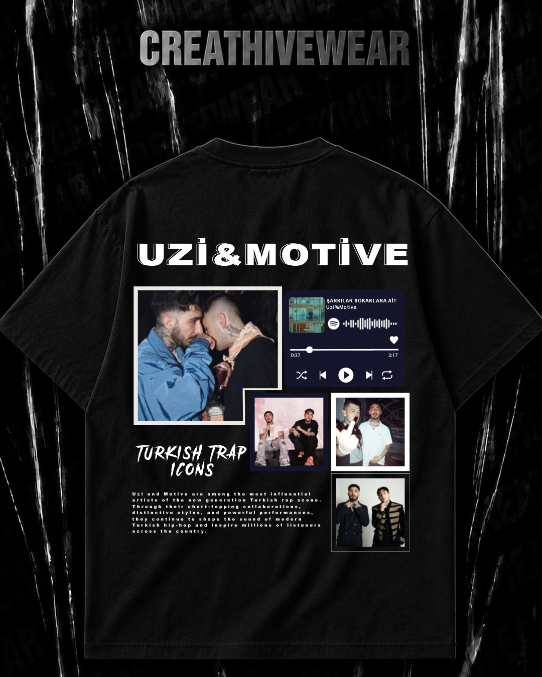 UZİ & MOTİVE "Turkish Trap Icons" Özel Tasarım Oversize Tişört