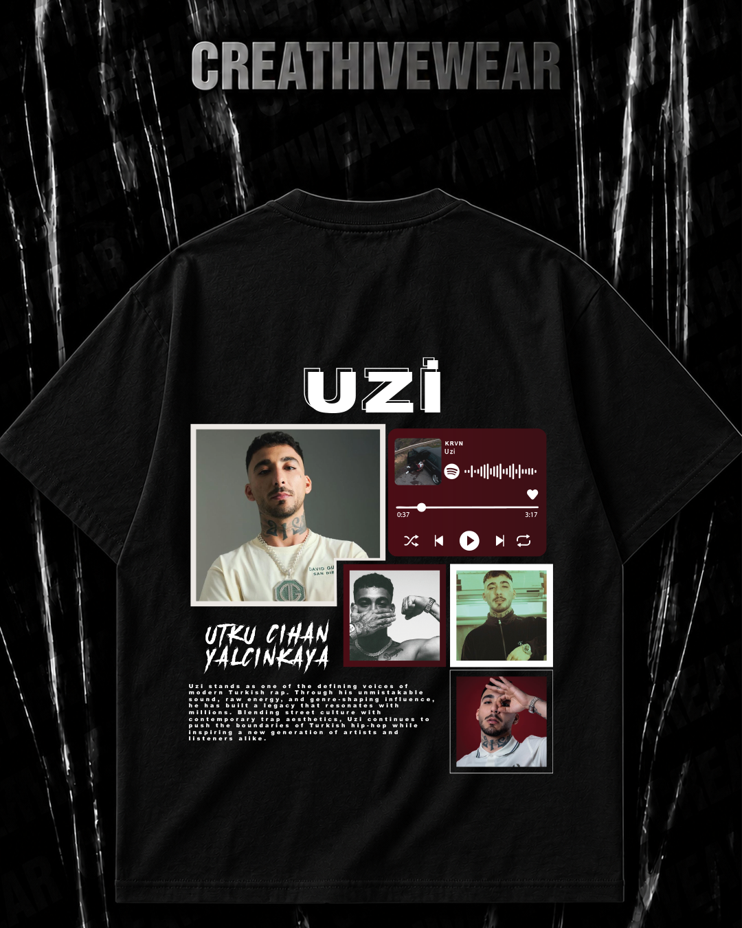 UZİ Özel Tasarım Oversize Rap Tişört – Koleksiyon Serisi