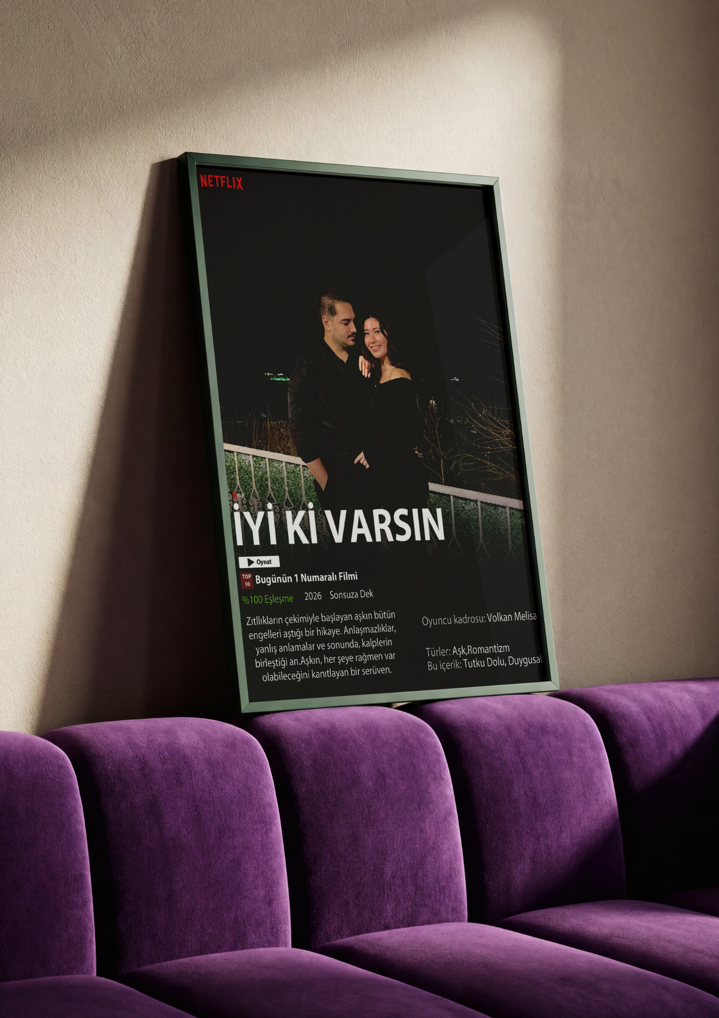 Netflix Konseptli Kişiselleştirilebilir Anı Tablosu
